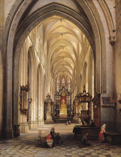 Interior de una iglesia, 1840 de Jules Victor Genisson